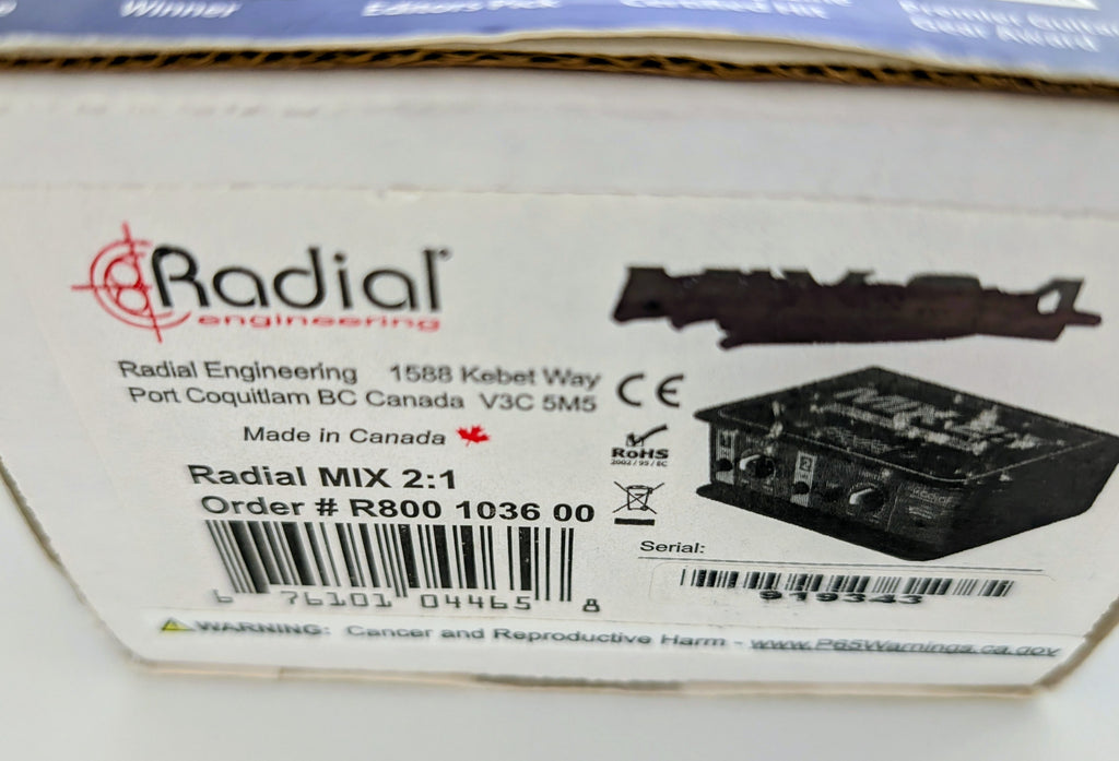 Radial Mix 2:1 Passive Stereo Summing Mixer – photo 2 of 4